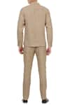 Shop_Lacquer Embassy_Beige Linen Cuban Collar Shirt With Trouser _at_Aza_Fashions