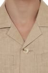 Shop_Lacquer Embassy_Beige Linen Cuban Collar Shirt With Trouser _Online_at_Aza_Fashions