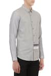 Lacquer Embassy_Grey Pure Cotton Stripe Pattern Shirt With Sleeves  _Online_at_Aza_Fashions