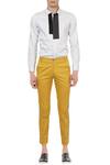 Buy_Lacquer Embassy_Yellow Stripe Tape Detail Vacation-style Pants_at_Aza_Fashions