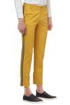 Lacquer Embassy_Yellow Stripe Tape Detail Vacation-style Pants_Online_at_Aza_Fashions