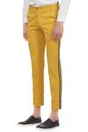 Buy_Lacquer Embassy_Yellow Stripe Tape Detail Vacation-style Pants_Online_at_Aza_Fashions