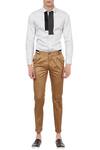 Buy_Lacquer Embassy_Brown Casual Trousers With Stripe Tape Detailing For Men_at_Aza_Fashions