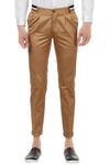 Shop_Lacquer Embassy_Brown Casual Trousers With Stripe Tape Detailing For Men_Online_at_Aza_Fashions