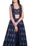 Shop Sana Barreja Blue Raw Silk Sequin Work Jacket Open, Top Embellished Lehenga Set at Aza Fashions Shop_Sana Barreja_Blue Raw Silk Sequin Work Jacket Open, Top Embellished Lehenga Set _at_Aza_Fashions