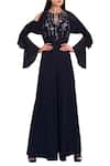 Buy_Sana Barreja_Blue Cold Shoulder Jumpsuit _at_Aza_Fashions