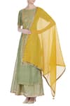 Buy_Kritika Dawar_Yellow Linen Silk Embroidered Gota And Thread Kurta With Lehenga Skirt And Dupatta _at_Aza_Fashions