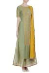 Kritika Dawar_Yellow Linen Silk Embroidered Gota And Thread Kurta With Lehenga Skirt And Dupatta _Online_at_Aza_Fashions