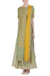 Buy_Kritika Dawar_Yellow Linen Silk Embroidered Gota And Thread Kurta With Lehenga Skirt And Dupatta _Online_at_Aza_Fashions