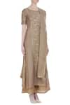 Kritika Dawar_Grey Linen Silk Embroidered Gota And Thread Kurta With Palazzo Pants And Dupatta _Online_at_Aza_Fashions