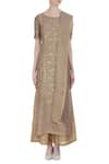 Shop_Kritika Dawar_Grey Linen Silk Embroidered Gota And Thread Kurta With Palazzo Pants And Dupatta _Online_at_Aza_Fashions