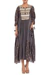 Buy_Rriso_Grey Chanderi Silk Hand Embroidered Dress With Slip_at_Aza_Fashions