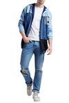 Buy_Doodlage_Blue Denim Panel Style Hoodie Jacket_at_Aza_Fashions