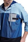 Doodlage_Blue Denim Panel Style Hoodie Jacket_Online_at_Aza_Fashions