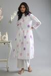 Buy_KHAT_White Poplin Cotton Polka Pattern Shirt Dress_Online_at_Aza_Fashions
