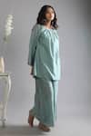 Shop_Khat_Green Chanderi Silk Round Neck Top And Polka Pattern Pant Set _Online_at_Aza_Fashions