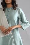 Buy_Khat_Green Chanderi Silk Embroidery Round Neck Polka Pattern Shirt Kurta Pant Set _Online_at_Aza_Fashions