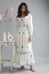 Buy_KHAT_White Handwoven Cotton Polka Pattern Square Neck Dress _Online_at_Aza_Fashions