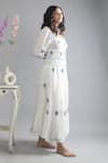 Shop_KHAT_White Handwoven Cotton Polka Pattern Square Neck Dress _Online_at_Aza_Fashions