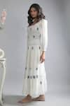 KHAT_White Handwoven Cotton Polka Pattern Square Neck Dress _at_Aza_Fashions