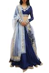 Buy_Ranian_Blue Embroidered Blouse And Dupatta With Border Detail Lehenga _at_Aza_Fashions