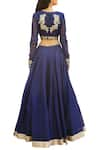 Shop_Ranian_Blue Embroidered Blouse And Dupatta With Border Detail Lehenga _at_Aza_Fashions