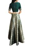 Shop_Ranian_Green Zari Brocade Kalidar Lehenga Set _at_Aza_Fashions