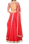 Shop_Ranian_Red Chanderi Silk Embroidered Sequin Work Sweetheart Neck Lehenga Set _at_Aza_Fashions