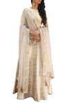 Buy_Ranian_Beige Zari Brocade Lehenga With Blouse And Dupatta _at_Aza_Fashions