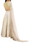 Shop_Ranian_Beige Zari Brocade Lehenga With Blouse And Dupatta _at_Aza_Fashions