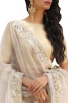 Ranian_Beige Zari Brocade Lehenga With Blouse And Dupatta _Online_at_Aza_Fashions