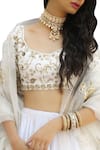 Ranian_White Chanderi Silk Embroidered Sequin Zari Blouse With Lehenga And Dupatta _Online_at_Aza_Fashions