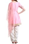 Shop_Ranian_Pink Net Embroidered Sequin Work Boat Flared Kurta With Dhoti Pants And Dupatta _at_Aza_Fashions