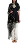 Buy_Ranian_Black Round Embellished Kurta Dhoti Pant Set _at_Aza_Fashions