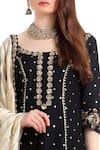 Ranian_Black Blended Silk Thread Embroidered Zari And Sequin Hand Kurta-gharara Set _Online_at_Aza_Fashions