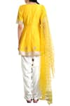 Shop_Ranian_Yellow Net Embroidered Sequin Work Boat Flared Kurta With Dhoti Pants And Dupatta _at_Aza_Fashions