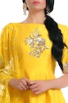 Ranian_Yellow Net Embroidered Sequin Work Boat Flared Kurta With Dhoti Pants And Dupatta _Online_at_Aza_Fashions