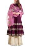 Buy_Ranian_Purple Blended Silk Thread Sequin Kalidar Anarkali With Palazzos And Dupatta _at_Aza_Fashions