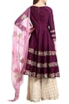 Shop_Ranian_Purple Blended Silk Thread Sequin Kalidar Anarkali With Palazzos And Dupatta _at_Aza_Fashions