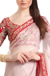 Ranian_Red Organza Embroidered Sequin And Gota Work Silk Saree With Open Back Blouse _Online_at_Aza_Fashions