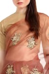 Ranian_Brown Organza Embroidered Sequin And Zari Work Silk Saree With Woven Blouse _Online_at_Aza_Fashions