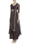 Buy_Pleats by Kaksha and Dimple_Grey Cutdana Bead Embroidered Tunic With Palazzos And Dupatta_Online_at_Aza_Fashions
