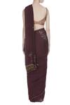 Shop_Pleats by Kaksha and Dimple_Brown Sequin And Bead Embroidered Saree With Sleeveless Blouse_at_Aza_Fashions