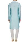 Shop_DiyaRajvvir_Blue Cotton Silk Embroidered Cut Dana And Zari Work Abstract Detailed Kurta  _at_Aza_Fashions