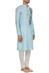 DiyaRajvvir_Blue Cotton Silk Embroidered Cut Dana And Zari Work Abstract Detailed Kurta  _Online_at_Aza_Fashions