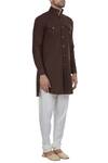 Diyarajvvir Brown Short Pathani Kurta Online at Aza Fashions Diyarajvvir_Brown Short Pathani Kurta_Online_at_Aza_Fashions