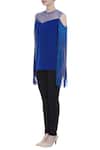 Buy_Swatee Singh_Blue Cold Shoulder Fringe Top _Online_at_Aza_Fashions