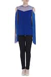 Shop_Swatee Singh_Blue Cold Shoulder Fringe Top _Online_at_Aza_Fashions