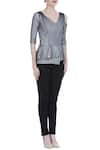 Swatee Singh_Grey Peplum Top  _Online_at_Aza_Fashions