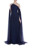 Buy_Swatee Singh_Blue Cold Shoulder Sleeves Gown _at_Aza_Fashions